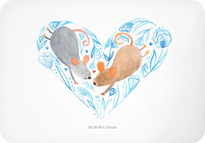 Produktbild von Mr. & Mrs. Panda magnet Mäuse Herz - Weiß - Geschenk, für Immer, Pinnwandmagnet, Notizhalter, Lieblingsmensch, whiteboardmagnet, Kühlschrankmagnet, Hochzeit, Freundin