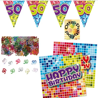 Produktbild von 50. Geburtstag 50 Jahre Party-Set Disco Girlande Ballons Konfetti 32 Servietten