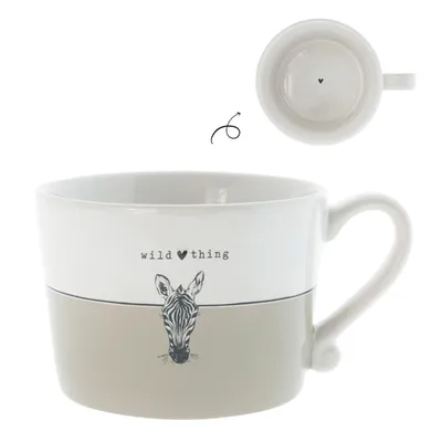 Produktbild von Tasse, Becher WILD THING TITANE mit Zebra weiß creme 300ml Bastion Collections