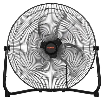 Immagine prodotto di Ventilatore da pavimento industriale, diametro 508 mm, con 3 velocità, inclinazione a 360 gradi e struttura in metallo. Confezione da 2 pezzi