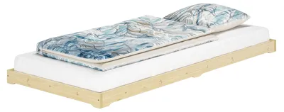 Produktbild von Kleines Unterschiebbett Futon extra niedriges Holzbett 80x 180 cm Fichte Tanne geölt V-60.47-08-180Rollrost und Matratze inkl.