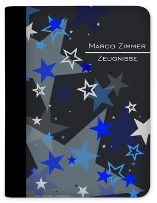 Produktbild von Zeugnismappe, Dokumentenmappe, Ordner A4, Sterne Blau