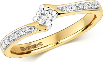 Produktbild von Funkelndes Feuer 9 Karat (375) Gold Solitär Verlobung Diamant Damenring Brillant-Schliff 0.26 Karat H - I1, 49 (15.6); TRS321379KYRSJ
