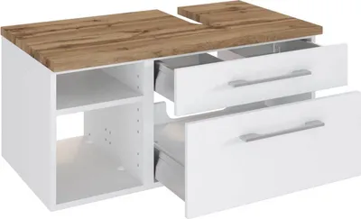 Produktbild von Waschbecken Unterschrank 90 cm, Siphonausschnitt Rechts TAREE-03 in matt weiß