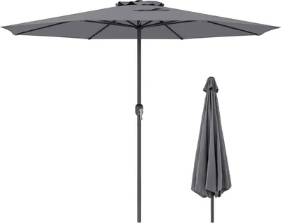 Obrázok produktu pre KOMFOTTEU φ260/360 cm slnečník s kľukou, terasový slnečník s vetranou strieškou, záhradný slnečník s 8 vzperami, trhový slnečník na pláž, záhradu, bazén