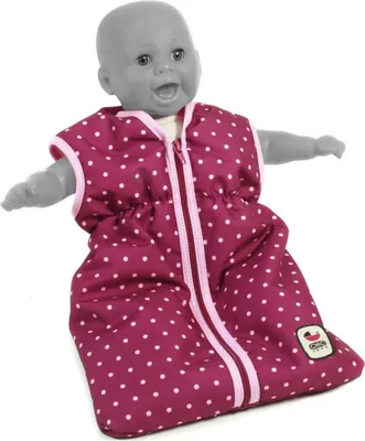 Image de Sac de couchage pour poupée Bayer Chic 2000, motif pois, couleur prune, référence 792 29