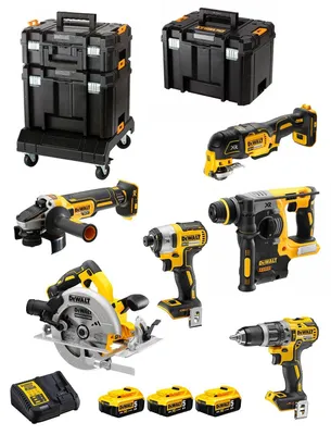 Imagen del producto de DeWALT Kit DCK685P3T (DCD796 + DCF887 + DCH273 + DCG405 +DCS570 + DCS355 + 3x5,0Ah + DCB115 +TSTAK II + 2xTSTAK VI + base TSTAK)