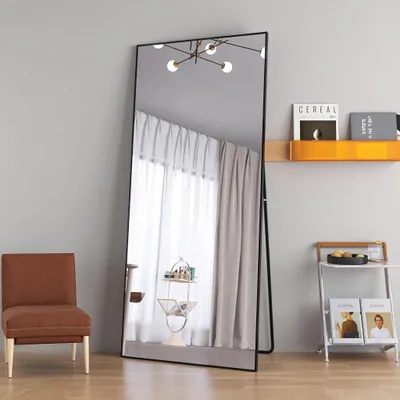 Produktbild von INONEFT Ganzkörperspiegel 180×80 cm,  Bruchsicher Spiegel Hängend oder Lehnend an die Wand, für Schlafzimmer, Wohnzimmer Ankleidezimmer, Schwarz