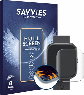 Produktbild von 4x Savvies Fullscreen Schutzfolie für Nothing CMF Watch Pro Displayschutz Folie Fullcover Klar Transparent