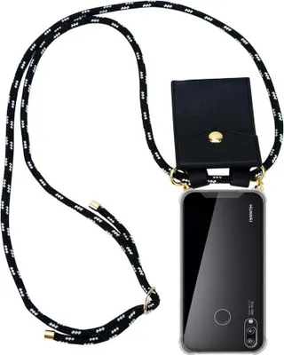 Obrázek produktu pro Cadorabo Pouzdro pro Huawei P20 LITE 2018 / NOVA 3E Ochranný kryt v černé barvě Řetízek na mobilní telefon Silikonové pouzdro s odnímatelnou šňůrkou