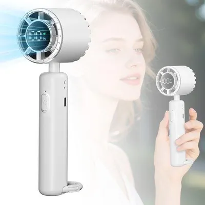 Obrázek produktu pro Ruční ventilátor, přenosný, skládací stolní ventilátor, dobíjecí přes USB, kompaktní, bílý