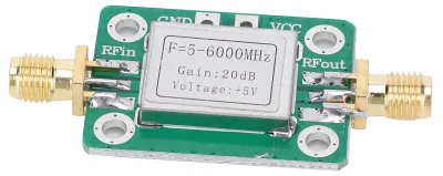 Zdjęcie produktu dla Moduł HF, wzmacniacz średniej mocy, szerokopasmowy, z obudową ekranującą, zakres częstotliwości 5-6 GHz, wzmocnienie 20 dB