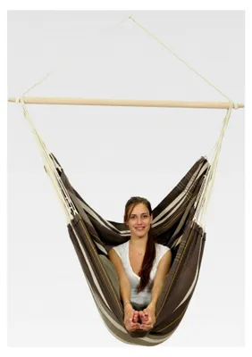 Produktbild von XXL Hängesessel Brasil Gigante | Hängesessel ohne Gestell mit großer Sitzfläche, handgefertigt in Brasilien | Belastbar bis 200 kg; Sitzfläche 2m x 1,4m; Stablänge 1,4m | Farbe: Café