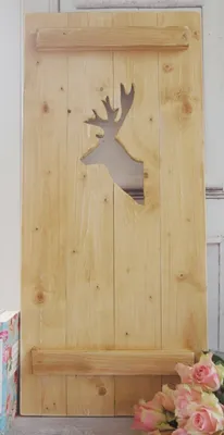 Produktbild von Rustikaler Landhaus Fensterladen HUBERTUS mit Hirsch, Shabby antique chic