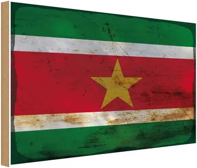 Produktbild von vianmo Holzschild 20x30 cm Suriname Rost Flagge Fahne Wappen