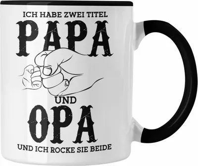Produktbild von Trendation - Lustige Tasse für Papa und Opa Geschenk zum Vatertag "Papa und Opa Ich Rocke Sie Beide" Großvater (Schwarz)