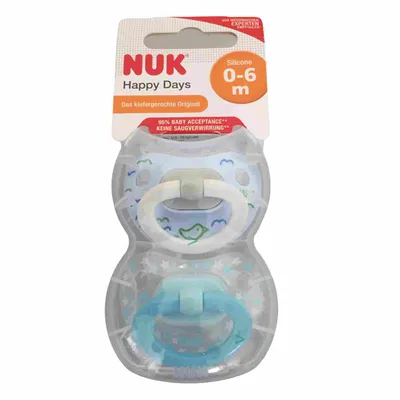 Produktbild von Nuk 10.175.150 Happy DAYS SIL 0-6M Silikon-Schnuller, BPA-frei