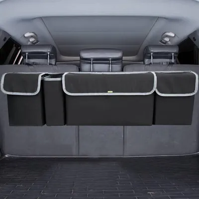 Imagen del producto de Organizador para el maletero del coche con 4 compartimentos, gran capacidad, sistema de montaje universal, apto para coches y SUVs