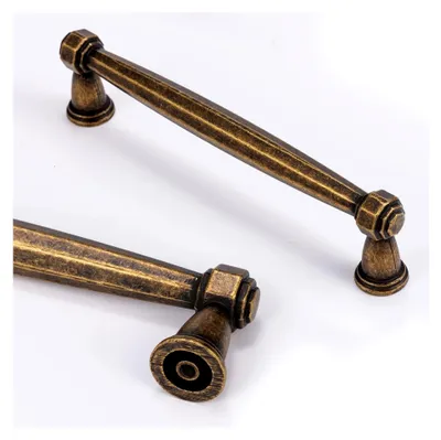 Produktbild von 6 Stück Vintage Schrankgriffe 128mm Antik Messing für Möbel und Türen