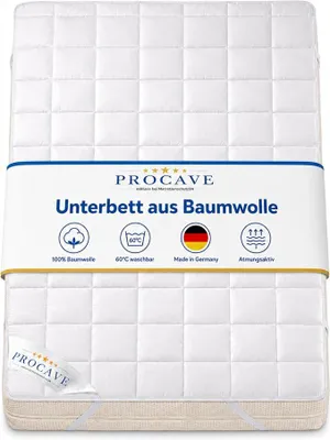 Produktbild von weiches Unterbett aus 100% Baumwolle, atmungsaktiver Matratzen-Schoner, hochwertige Matratzentopper, Matratzen-Auflage 160x200 cm