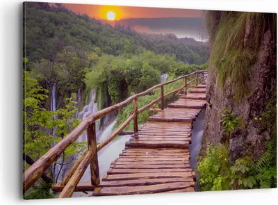 Produktbild von Bild auf Leinwand - Leinwandbild - Park Natur Wasser - 120x80cm - Wand Bild - Wanddeko - Wandbilder - Leinwanddruck - Bilder - Kunstdruck - Wanddekoration - Leinwand bilder - Wandkunst - AA120x80-3962