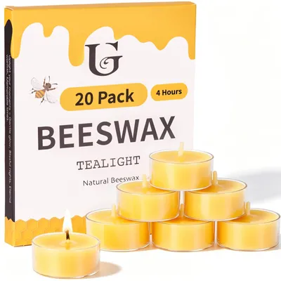 Image de Bougies chauffe-plat en cire d'abeille - Durée de combustion : 4 heures - Lot de 20 pièces