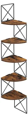 Produktbild von 5-stöckiges Eckregal – Wandmontage – platzsparend – Spanplatte und Stahl – 20 x 20 x 127,5 cm