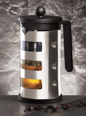 Produktbild von Teekanne und Kaffeekanne mit Sieb French Press 600 ml Black Silver Collection BERLINGERHAUS BH-7806