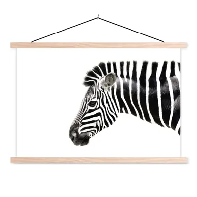 Produktbild von MuchoWow® Textilposter Zebra - Tiere - Weiß 60x40 cm mit holzfarbenen Rahmen - Bilder