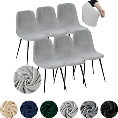 Produktbild von MEBLE ODNOWA, Stuhlhusse, Stuhlbezug, Skandinavischer, Jacquard, Hellgrau, 6er Set, Karostruktur, elastisch, Stuhlbezüge, Stuhlhussen, maschinenwaschbar