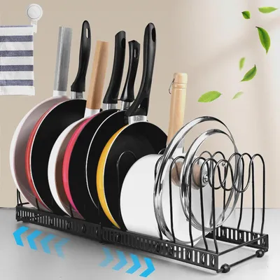 Produktbild von Mezzar Topfdeckelhalter, Pfannenhalter für Schublade, Deckelhalter mit 7 Verstellbaren Fächern, Topfdeckel organizer Pot Lid Holder für Topfdeckel Schneidebretter Pfannen