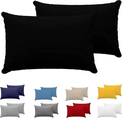 Zdjęcie produktu dla Pokrowce na poduszki Unyqoos® 50 x 70 cm (zestaw 2 sztuk) – 100% bawełna dżersejowa, 150 g/m², kolor: czarny, pokrowiec na poduszkę, certyfikat Oeko-Tex, hipoalergiczny