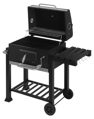 Image de Barbecue au charbon de bois - Chariot à grill - Avec couvercle - 117 x 107 x 71 cm - Noir