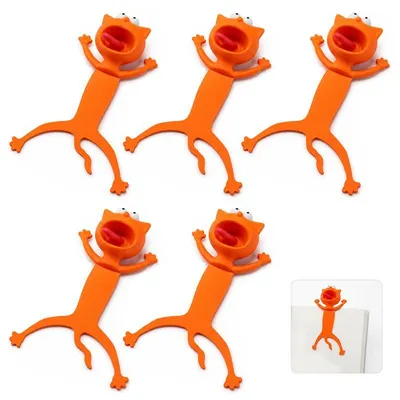 Produktbild von Niedliche 3D Katzen Lesezeichen 5er Set, PVC 10cm Buchmarkierer, kreative Geschenkidee für Kinder & Bücherfreunde