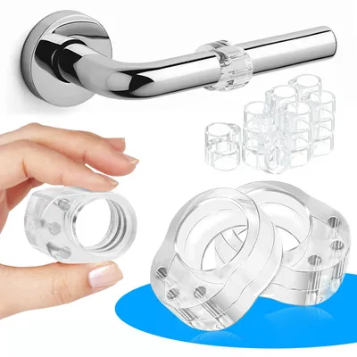 Produktbild von 48-teiliges Set mit Türgriffschützern, Türgriffstoppern, transparenten Türstoppern zum Schutz von Fenstergriffen, Wand- und Möbelstoppern, einfach zu montieren