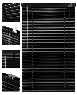 Produktbild von Sekey Alu-Jalousie Schwarz 80x220cm Aluminium-Jalousie ohne Bohren 25mm Alu-Lamelle Fenster Rollo Klemmfix inkl Montagematerial
