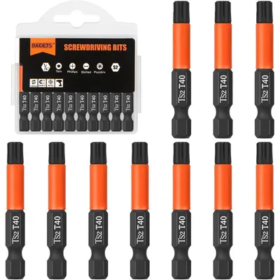Image de Jeu de tournevis Torx T40, 10 pièces, 50 mm, embout hexagonal 1/4", avec boîte