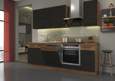 Produktbild von Küche VIGO Basic Matera Grau Lancelot 240 cm Küchenzeile Küchenblock Einbauküche