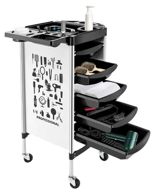 Produktbild von Rollwagen Friseurwagen - 5 Schubladen - Weiß - 52 x 36 x 90 cm - Mit Rollen