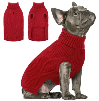 Hundepullover für kleine Hunde, warm, dehnbar, rot, XS
