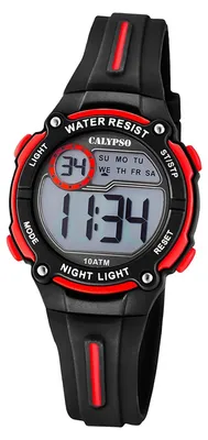 Productafbeelding van Polshorloge, kunststof, zwart, K6068/6. Kinderhorloge, Calypso, digitaal, D3UK6068/6