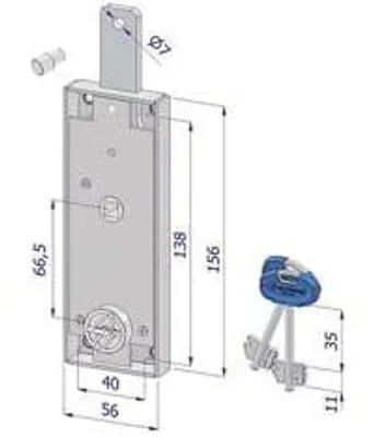 Productafbeelding van Sluiting voor draaikiepdeur, dubbele vergrendeling, model 2240 - (2240XZB2008AB2)