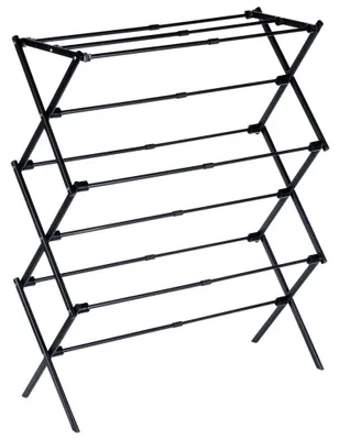 Obrázok produktu pre Kovový sušiak na prádlo – vertikálne výsuvný – 47–78 x 94 cm – čierna farba