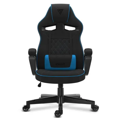 Image de Chaise gaming SENSE7 Knight en tissu noir et bleu - Chaise de bureau ergonomique Chaise de bureau Chaise d'ordinateur Chaise gaming Fauteuil de course 120 kg