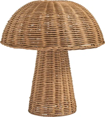 Produktbild von BELIANI Tischlampe braun Rattenschirm Korbgeflechtfuß Käfigschirm Licht Schlafzimmer Wohnzimmer Boho-Stil