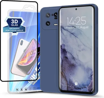 Produktbild von Hülle für Xiaomi 13 Pro 5G mit 9H Displayglas Displayschutz Plus Case Cover Bumper Silikon Softgrip Schutzhülle Farbe: Lavendelblau