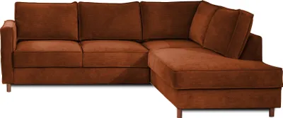 Produktbild von Lisa Design JAKE - Ecksofa mit Schlaffunktion - 5-Sitzer - aus Samt - rechts , Rostfarben