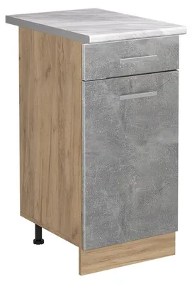 Zdjęcie produktu dla Szafki kuchenne Vicco R-Line Beton/Dąb goldkraft 40 cm blat roboczy Marmur, Model 61150