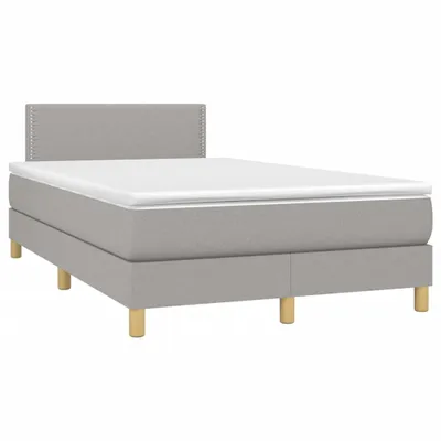 Image de vidaXL Lit boxspring avec matelas gris clair 120x190 cm Tissu