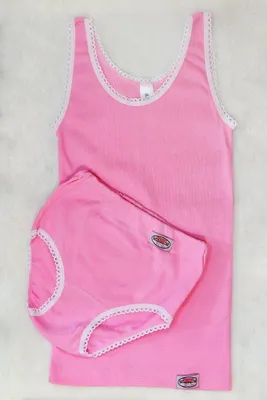 Produktbild von Toker Collection® Unterhemd Mädchen Unterwäsche Set 2x Unterhemd & 2x Slip (Packung, 2er-Pack) aus reiner Baumwolle, Farbe Pink, Größe 86/92